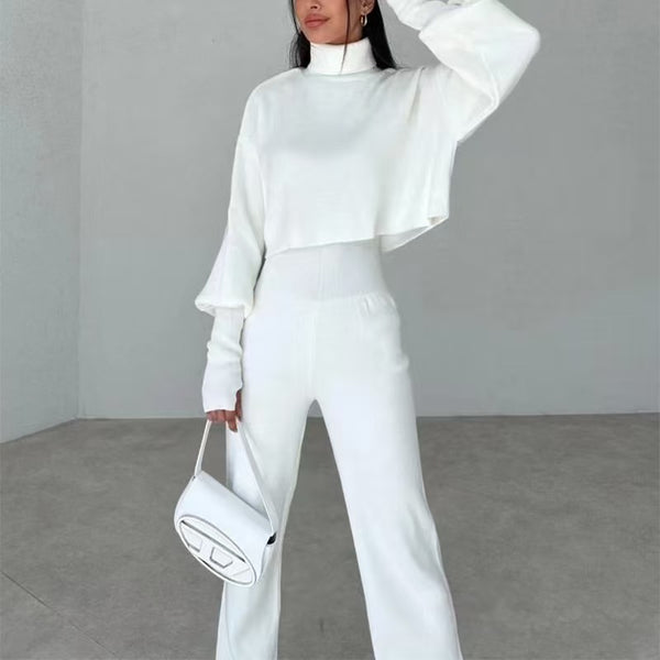 💕💃Seasonal Specials💃💕Women's Long-sleeve High Neck Crop Top and Pants Set