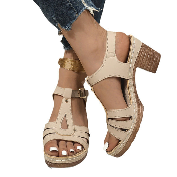 🔥 Women's Ankle Strap Leather High Heel Sandals