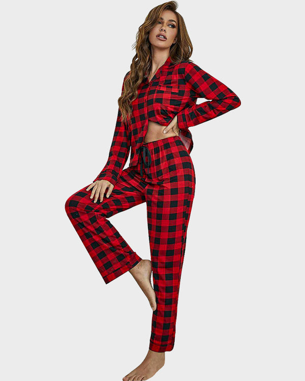 Christmas Plaid Long Sleeve Pajama Set - Small Plaid